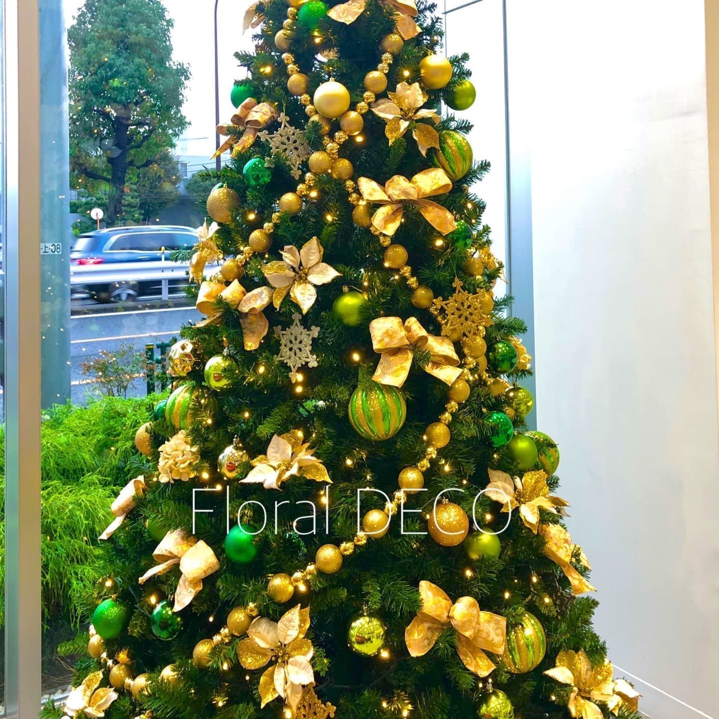 手軽にクリスマスを楽しめるクリスマスツリーレンタル。設置されたばかりの、緑豊かなクリスマスツリー